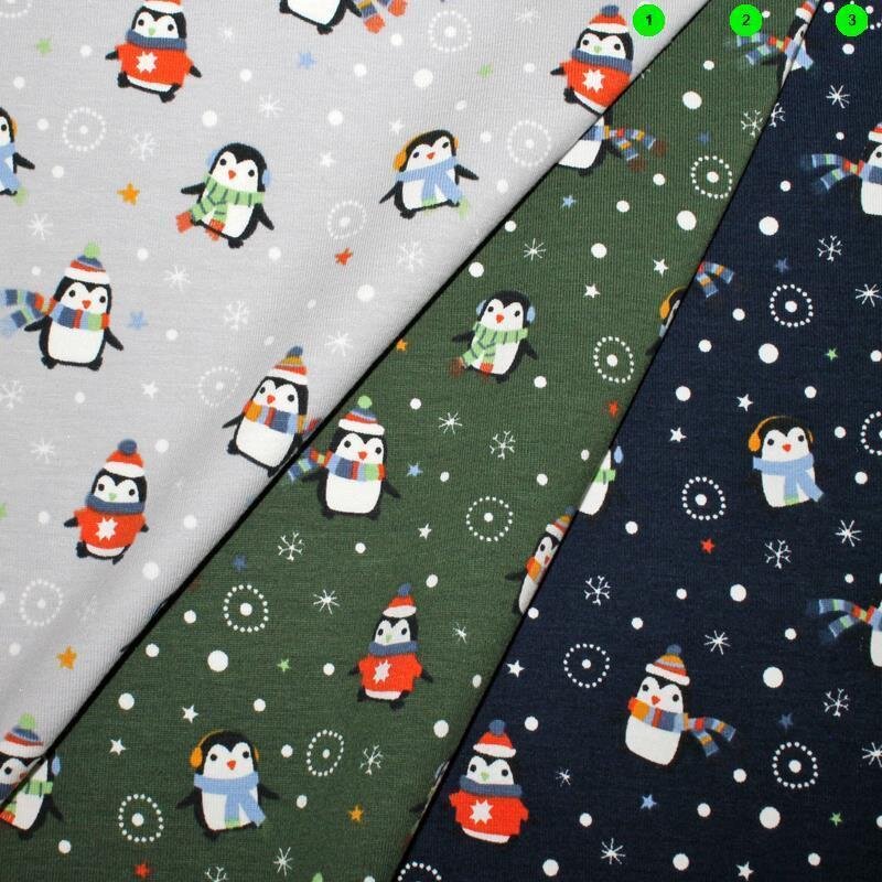 Baumwolljersey Digitaldruck Pinguine