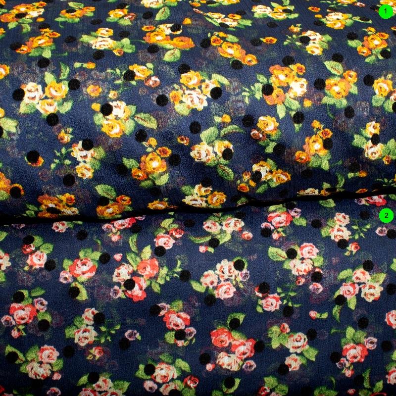 Polyester Chiffon Flockdruck Rosen