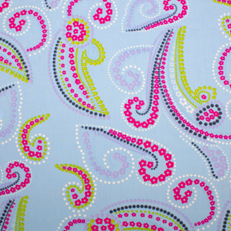 Baumwollgewebe bedruckt Paisley hellblau
