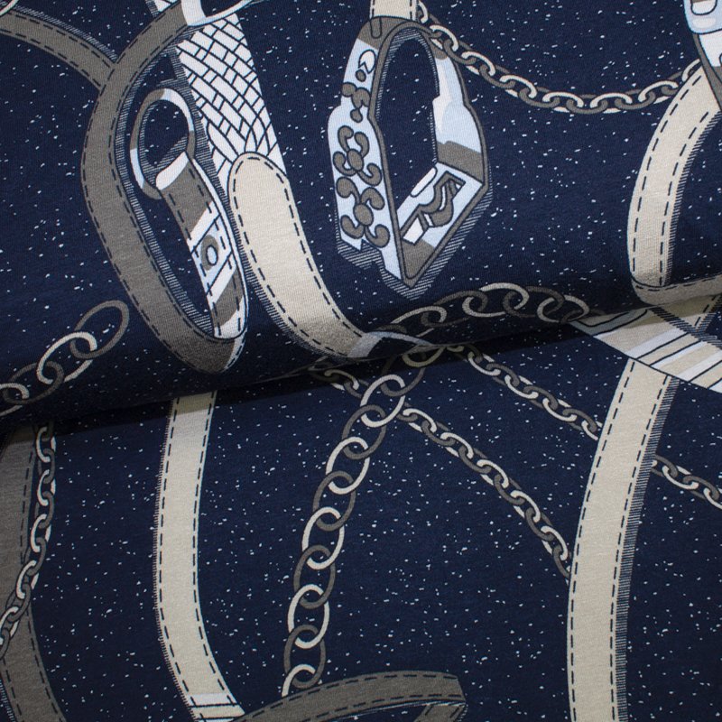 Jersey Viskose bedruckt Ringe blau