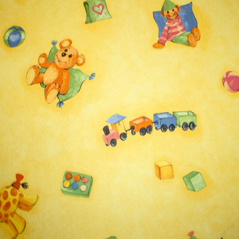 Möbelbezugsstoff  Microvelours Druck Spielzeug gelb