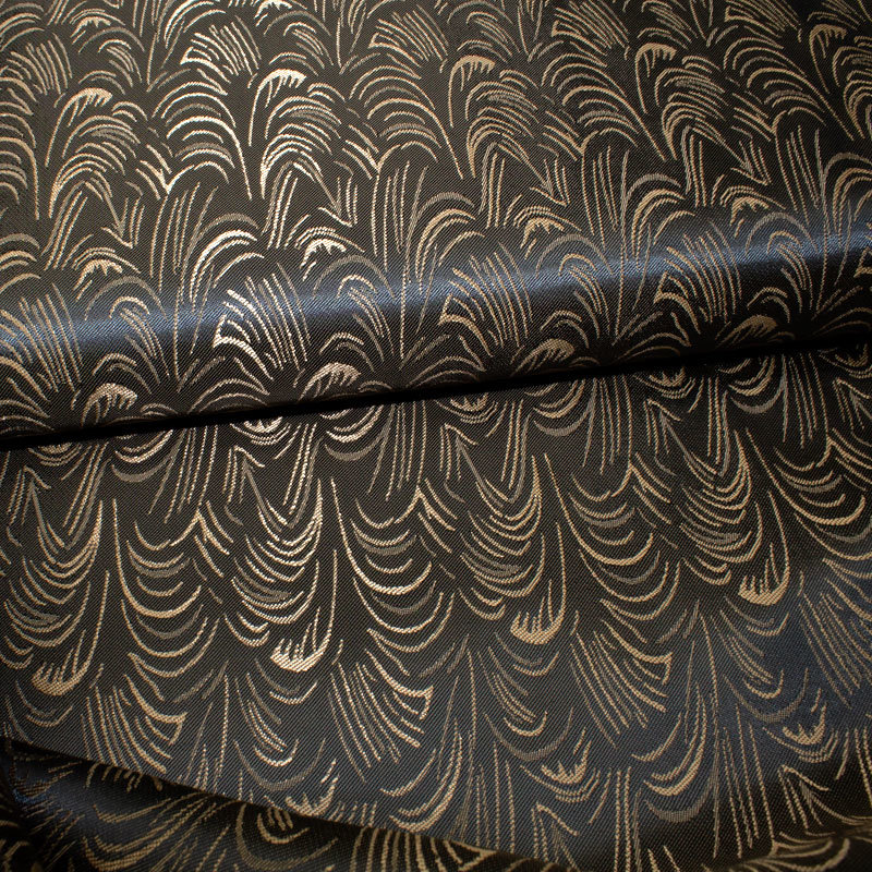 Futterstoff Jacquard Welle 20 mm gold- schwarzbraun; Design 234-F212 Fb. 005