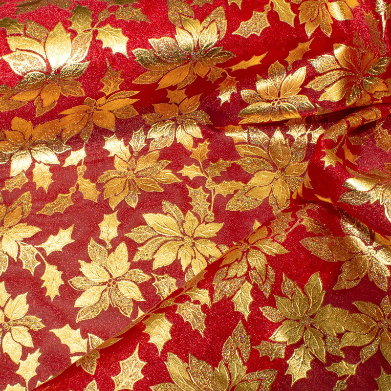Organza Foliendruck Weihnachtsstern rot-gold
