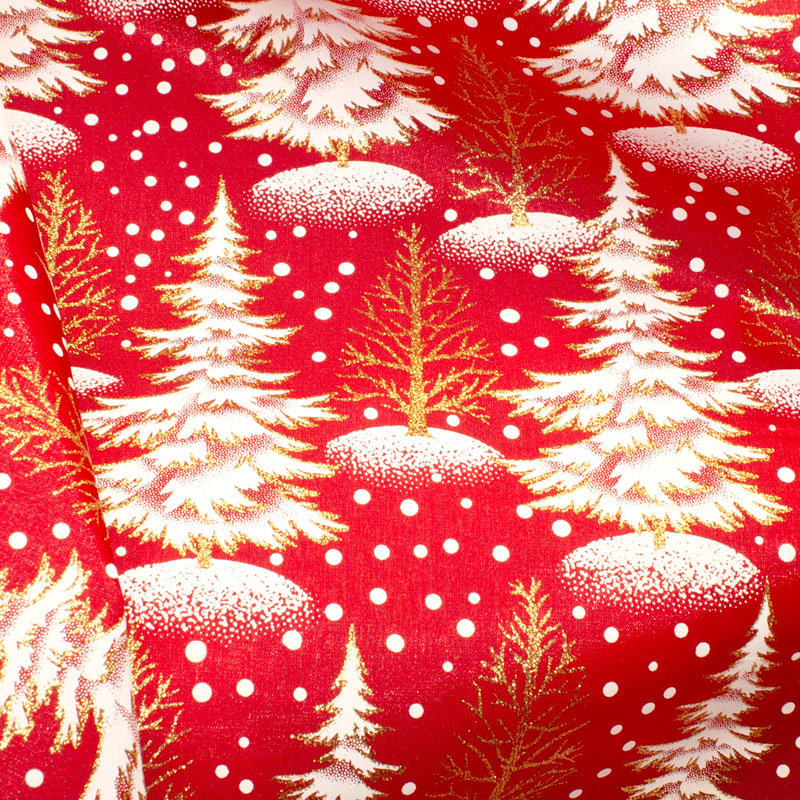 Foliendruck Tannenbaum rot-gold
