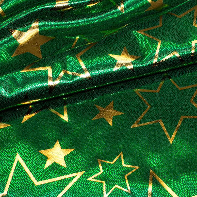 Folie Weihnachten Sterne grün-gold