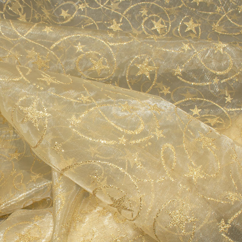 Organza Foliendruck Sterne gold