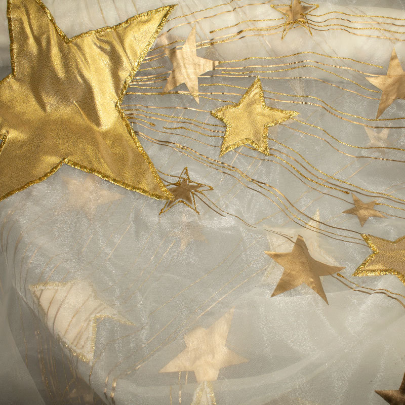 Organza Sternsnuppen ecru-gold Rapport 110 cm