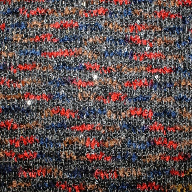 Bouclé Strick mit Pailletten 02 rot