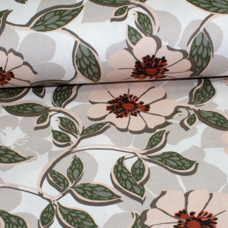 Canvas ecru Druck Blumen ÖkoTex