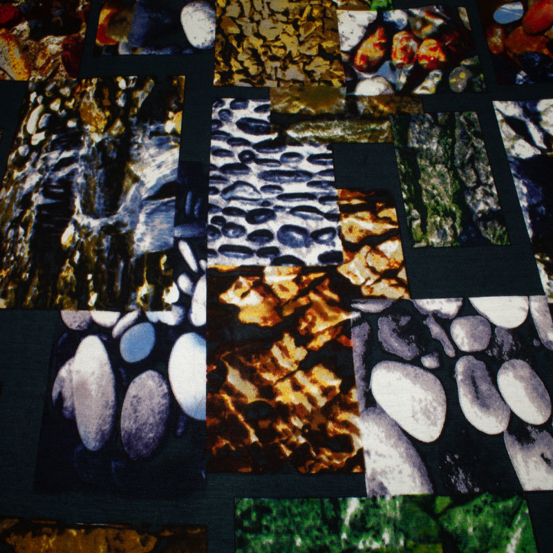 Jersey Viskose DIGI Druck Patchwork dunkelblau