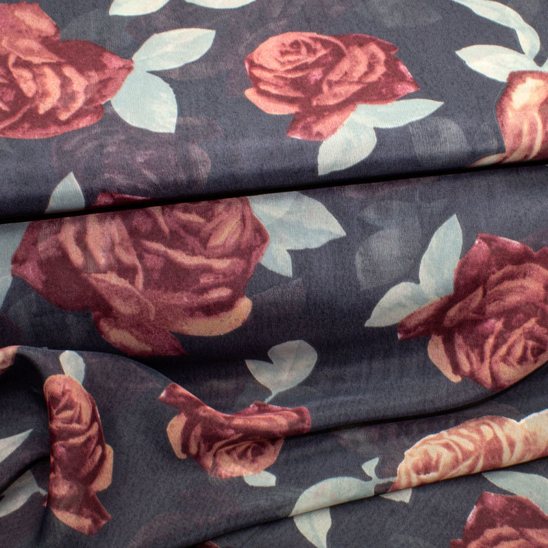 Georgette Rosen Druck dunkelgrau