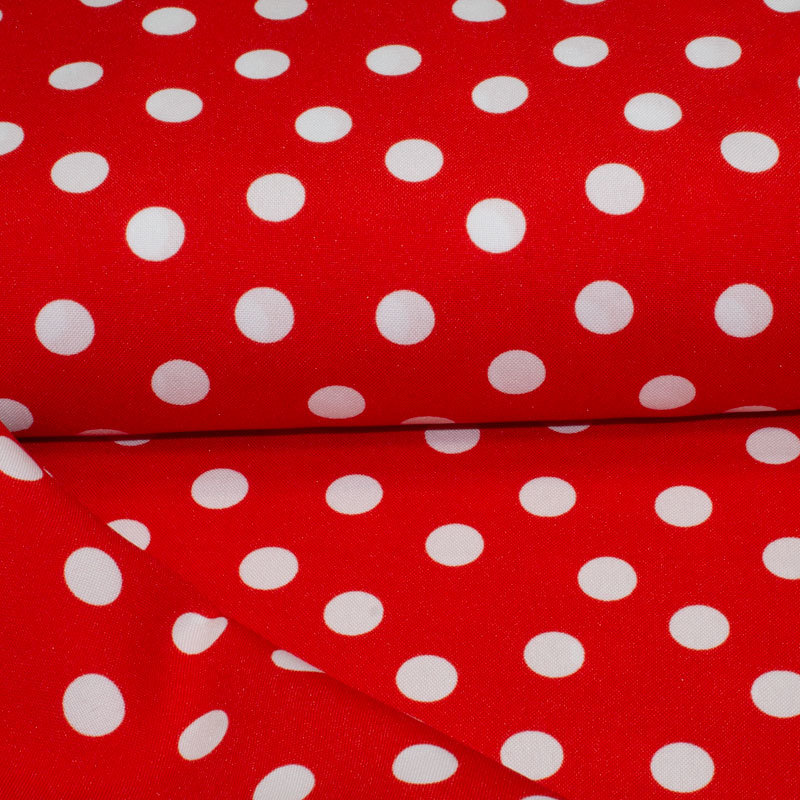 Tropical Druck Polkadot rot-weiß 15 mm ÖkoText