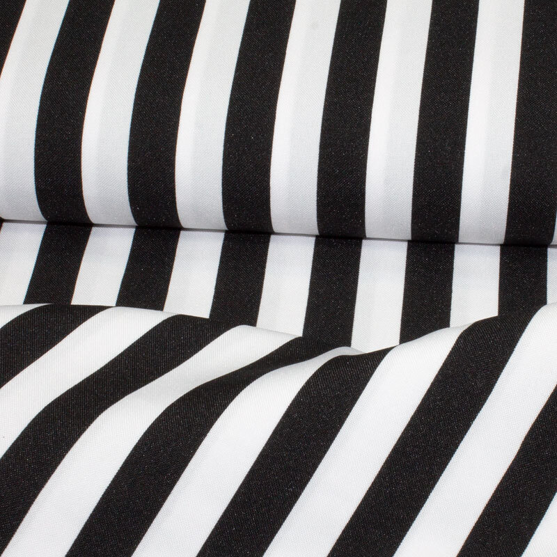 Tropical Druck Streifen 1,5 cm weiß-schwarz ÖkoTex