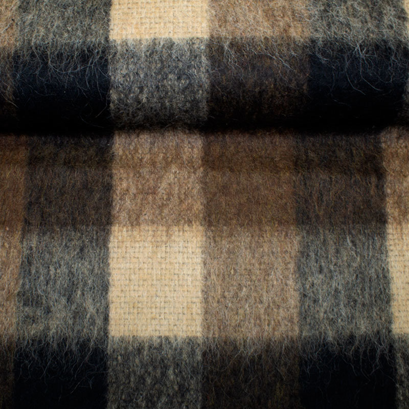 Mohair Karo beige-braun-schwarz