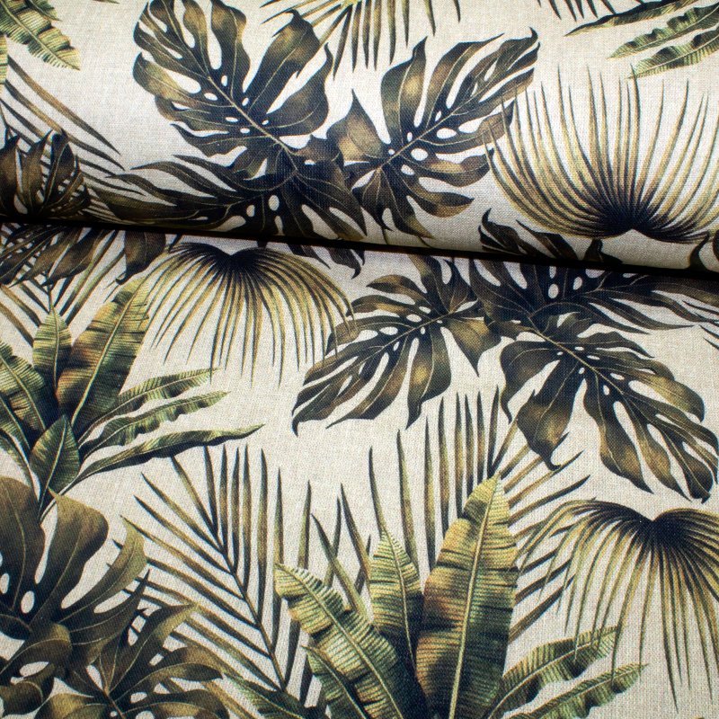 Canvas beige Druck Blätter ÖkoTex