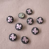 Knopf Schleife Punkte schwarz-rosa 25mm