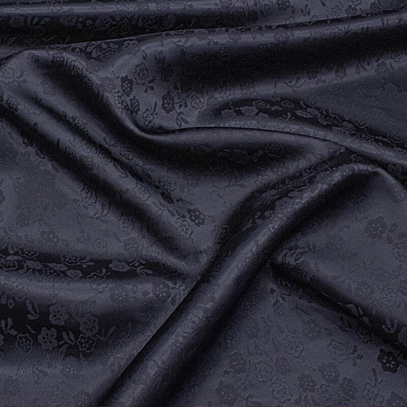 Futterstoff Jacquard Blumen, schwarz; 235-F111 Fb.999