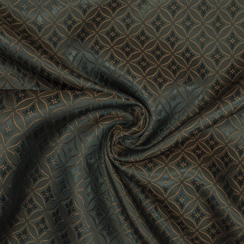 Futterstoff Jacquard Florale Rauten, braun-gold; 235-F235 Fb. 128