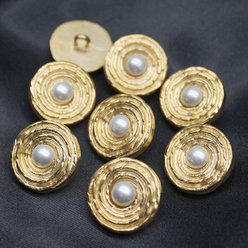 Metallknopf mit Perle, gold, 18 - 22 mm
