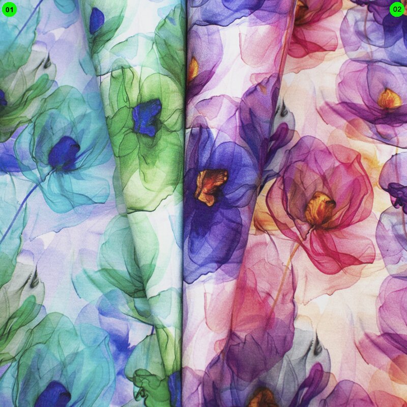 Viskose-Jersey „Aquarell-Blüten“ mit Digitaldruck